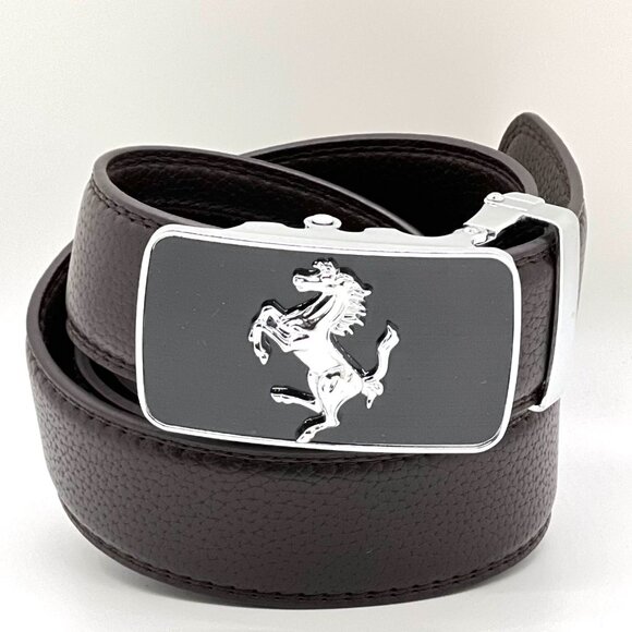 Dark Coffee Belt Automatic Buckle Slide Belts Strep Leather Fit‎ All Classic Hot - Picture 1 of 2